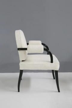 Ren Drouet Ren Drouet important set of six chairs in wood and white boucl  - 3675725