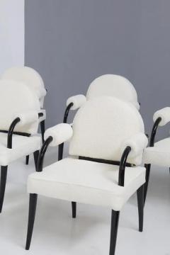 Ren Drouet Ren Drouet important set of six chairs in wood and white boucl  - 3675728