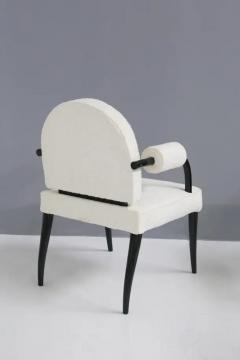 Ren Drouet Ren Drouet important set of six chairs in wood and white boucl  - 3675801