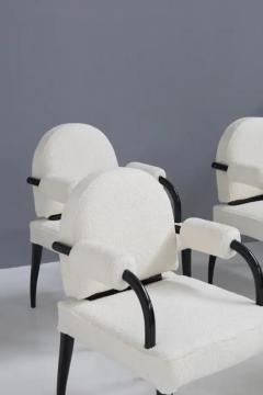 Ren Drouet Ren Drouet important set of six chairs in wood and white boucl  - 3675810