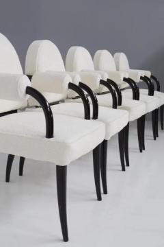 Ren Drouet Ren Drouet important set of six chairs in wood and white boucl  - 3675815