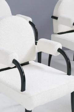 Ren Drouet Ren Drouet important set of six chairs in wood and white boucl  - 3675816