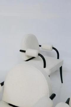 Ren Drouet Ren Drouet important set of six chairs in wood and white boucl  - 3675858