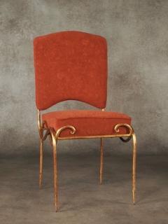 Ren Drouet Rene Drouet pair of gilt iron side chairs - 4790918