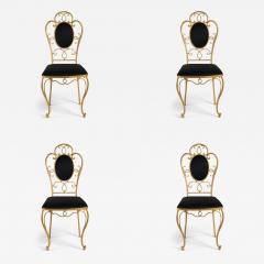 Ren Drouet Rene Drouet set of 4 gilt iron dining chairs - 3143675