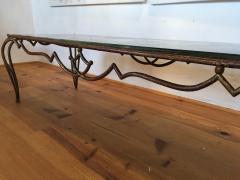 Ren Drouet Rene Drouet superb long gold leaf wrought iron coffee table - 2144148