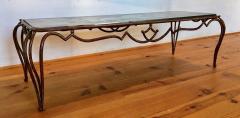 Ren Drouet Rene Drouet superb long gold leaf wrought iron coffee table - 2144178