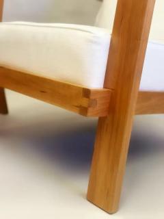 Ren Gabriel Pair French Mid Century Modern Grid Back Cherry Lounge Armchairs Rene Gabriel - 4111502