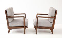 Ren Gabriel Pair of Ren Gabriel Armchairs with New Upholstered Cushions France 1940 - 4508955