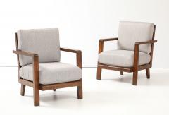 Ren Gabriel Pair of Ren Gabriel Armchairs with New Upholstered Cushions France 1940 - 4508962