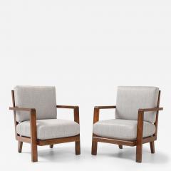 Ren Gabriel Pair of Ren Gabriel Armchairs with New Upholstered Cushions France 1940 - 4509580