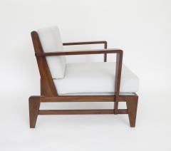 Ren Gabriel Rene Gabriel French Pair of Cherry Wood Lounge Chairs Reconstruction Period - 1061061