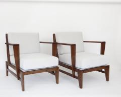 Ren Gabriel Rene Gabriel French Pair of Cherry Wood Lounge Chairs Reconstruction Period - 1061063