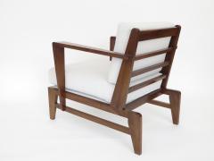 Ren Gabriel Rene Gabriel French Pair of Cherry Wood Lounge Chairs Reconstruction Period - 1061070