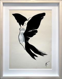 Ren Gruau Vintage Bra and Girdle Advertisement Winged Fashion Model Original Art for Sale - 4699855