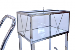 Ren Herbst Chomed French Art Deco Bar Cart Sled with Glass Case with Lift by Ren Herbst - 2746218