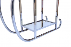 Ren Herbst Chomed French Art Deco Bar Cart Sled with Glass Case with Lift by Ren Herbst - 2746239