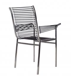 Ren Herbst Mid Century Italian Modern Black and Chrome Cord Bauhaus Chairs by Rene Herbst - 2428048