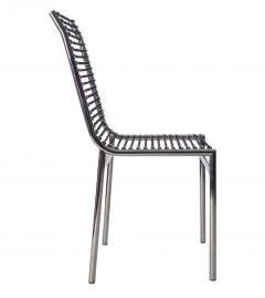 Ren Herbst Mid Century Italian Modern Black and Chrome Cord Bauhaus Chairs by Rene Herbst - 2428062