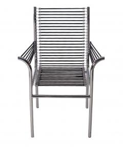 Ren Herbst Mid Century Italian Modern Black and Chrome Cord Bauhaus Chairs by Rene Herbst - 2428063