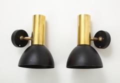 Ren Jean Caillette Pair of RJ Caillette Bronze black lacquered steel sconces France 1960s - 2277884