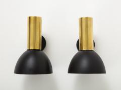 Ren Jean Caillette Pair of RJ Caillette Bronze black lacquered steel sconces France 1960s - 2277886