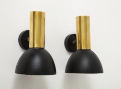 Ren Jean Caillette Pair of RJ Caillette Bronze black lacquered steel sconces France 1960s - 2277887