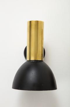 Ren Jean Caillette Pair of RJ Caillette Bronze black lacquered steel sconces France 1960s - 2277888