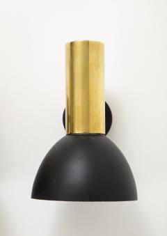 Ren Jean Caillette Pair of RJ Caillette Bronze black lacquered steel sconces France 1960s - 2277889