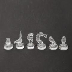 Ren Lalique Lalique Co 16 Art Deco Sculptural Fauna Place Card Holders in Frosted Glass Signed Lalique - 4231279