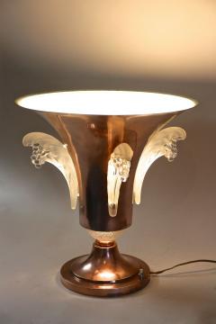 Ren Lalique Lalique Co 20th Century Art Deco Copper Table Lamp With Lalique Glass France ca 1920 - 4279979