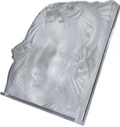 Ren Lalique Lalique Co Acrylic Plaque on Stand After Laliques Masque de Femme  - 3609289