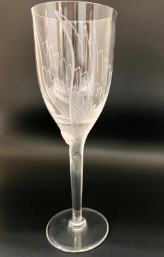 Ren Lalique Lalique Co Art Deco Lalique Champagne glasses or flutes with angel Model 13645 Set of 8 - 3872568