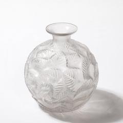 Ren Lalique Lalique Co Art Deco Molded Frosted Glass Vase Ormeaux signed Lalique - 4231162