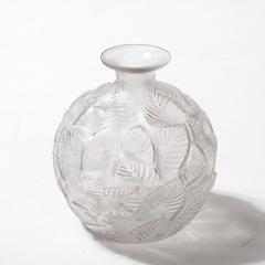 Ren Lalique Lalique Co Art Deco Molded Frosted Glass Vase Ormeaux signed Lalique - 4231163
