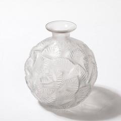 Ren Lalique Lalique Co Art Deco Molded Frosted Glass Vase Ormeaux signed Lalique - 4231165
