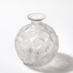 Ren Lalique Lalique Co Art Deco Molded Frosted Glass Vase Ormeaux signed Lalique - 4231166