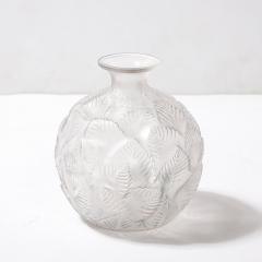 Ren Lalique Lalique Co Art Deco Molded Frosted Glass Vase Ormeaux signed Lalique - 4231173
