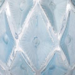 Ren Lalique Lalique Co Art Deco Smoked Cerulean Hue Frosted and Transparent Glass Vase signed Lalique - 4347395