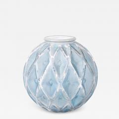 Ren Lalique Lalique Co Art Deco Smoked Cerulean Hue Frosted and Transparent Glass Vase signed Lalique - 4351377