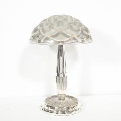 Ren Lalique Lalique Co Art Deco Style Silvered Bronze Table Lamp with Rinceaux Shade Signed by Lalique - 1802318