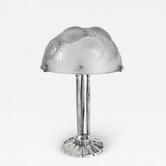 Ren Lalique Lalique Co French Art Deco Table Lamp Signed by R Lalique Dahlias  - 4111996