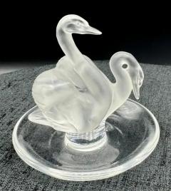 Ren Lalique Lalique Co Lalique Deux Cygnes Swan ring trinket dish - 3833214