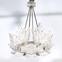 Ren Lalique Lalique Co Mid Century Champs lys es Frosted Crystal Chandelier signed Ren Lalique - 4653877