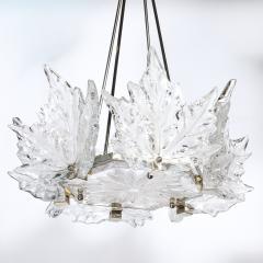 Ren Lalique Lalique Co Mid Century Champs lys es Frosted Crystal Chandelier signed Ren Lalique - 4653879