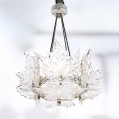 Ren Lalique Lalique Co Mid Century Champs lys es Frosted Crystal Chandelier signed Ren Lalique - 4653913