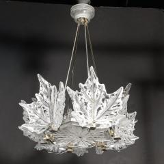 Ren Lalique Lalique Co Mid Century Champs lys es Frosted Crystal Chandelier signed Ren Lalique - 4653920