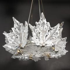 Ren Lalique Lalique Co Mid Century Champs lys es Frosted Crystal Chandelier signed Ren Lalique - 4653924