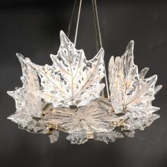 Ren Lalique Lalique Co Mid Century Champs lys es Frosted Crystal Chandelier signed Ren Lalique - 4653925