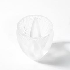 Ren Lalique Lalique Co Mid Century Modernist Frosted Crystal Thebes Vase signed Lalique - 4623063